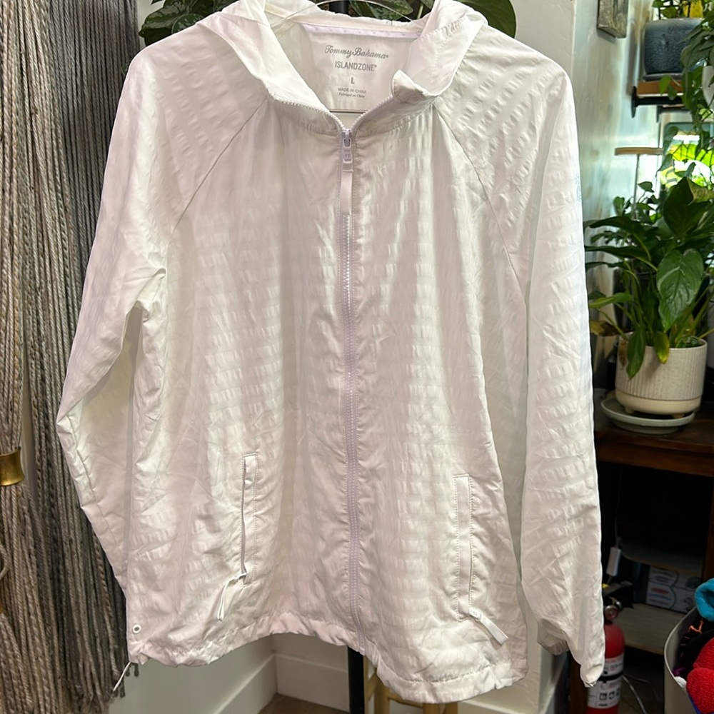 Tommy Bahama White Lightweight Hooded Jacket
